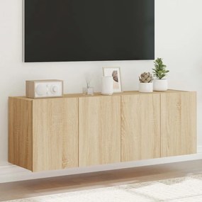 vidaXL Comodă TV de perete cu LED, 2 buc. stejar sonoma, 60x35x41 cm