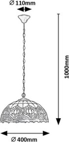 Brilagi - candelabru Tiffany cu vitralii pe lanț LORAS 2xE27/60W/230V