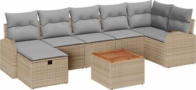vidaXL Set de canapele pentru grădină cu pernă 8 pcs Bej Rattan poli