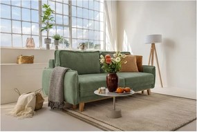 Canapea verde-deschis extensibilă cu tapițerie din catifea reiată 218 cm Tori – Bonami Selection