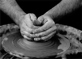 Tablou alb negru - producția de ceramică (70x50 cm)
