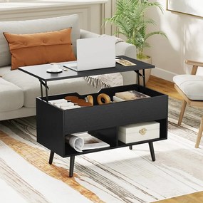 Măsuță de cafea cu blat ridicabil, neagră