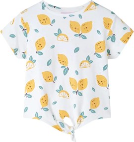 vidaXL Tricou pentru copii cu tiv tip cravată, ecru, 116