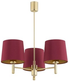 Lustra cu 3 brate design modern Ponte plus rosu, alama