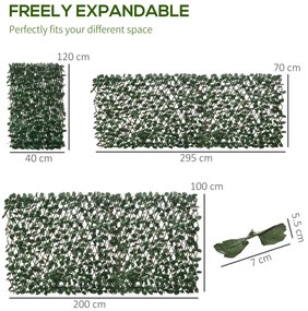 Outsunny Gard Artificial Extensibil cu 2 Secțiuni din Poliester și Ratan, 200x100 cm, Verde | Aosom Romania