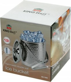 Frapiera pentru gheata Kinghoff KH 1503, 1,5 L, Exterior reliefat, Pereti dubli, Maner, Otel inoxidabil