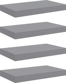 vidaXL Rafturi de perete suspendate, 4 buc., gri, 40x23x3,8 cm, MDF