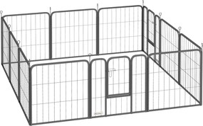 PawHut Parc pentru câini enclos câine 12 panouri modular și pliabil oțel 2 uși pentru cățel interior exterior 60H cm negru | Aosom Romania