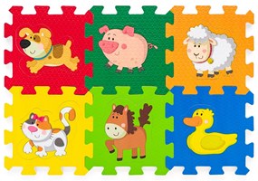 Puzzle Plastica din spumă, cu animale, 6 buc.