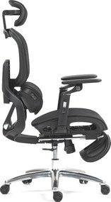 VIGOCHAIR ULTRA PRO VENT Scaun ergonomic, suport lombar cu masaj si incalzire, sezut cu ventilatie, sezut translatie, spatar reglare verticala, cotiere 6D, suport picioare, Full Mesh, Negru