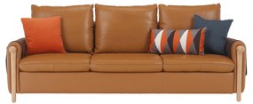 Canapea complet tapiţată 3 locuri, piele / piele ecologică maro auriu, LINSY