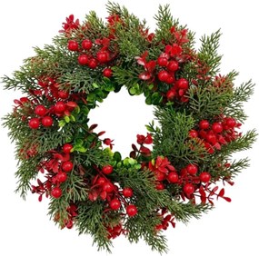 Coronita de Advent pentru usa RED BERRIES Ø 35 cm, verde/rosu