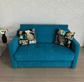 Canapea SAMY extensibila, 2 locuri, cu lada de depozitare, albastru, cadru metalic , 152x100x92 Albastru, Stofa