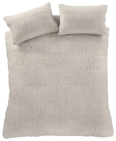Lenjerie de pat bej din țesătură crep pentru pat dublu, extinsă 230x220 cm Seersucker – Catherine Lansfield