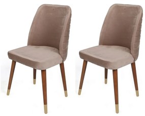 Set de scaune de sufragerie Hugo Beige and Walnut,2 bucăți