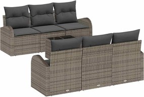 vidaXL Set de canapele pentru grădină cu pernă 7 pcs Gri poliratan