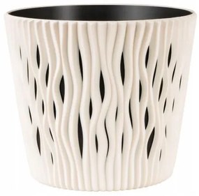 Ghiveci decorativ de flori, rotund, crem, 22.5x19.2 cm, Sandy Round