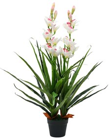 vidaXL Plantă artificială orhidee cymbidium cu ghiveci 100 cm verde