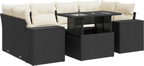 vidaXL Set canapele de grădină cu perne, 7 piese, negru, poliratan
