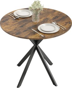 HOMCOM Masă rotundă de bucătărie, 80 cm, blat compact, plăci aglomerate, metal, Maro rustic | Aosom Romania