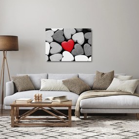 Tablou pe sticlă cu inimioare din lemn (70x50 cm)