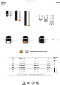 Spot aplicat tavan SPLIT alb L-10,2cm