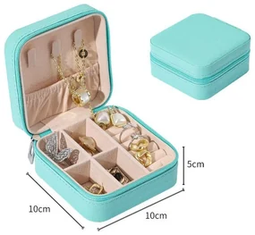 Organizator de bijuterii călătorie turquoise cu fermoar 10x10x5 cm