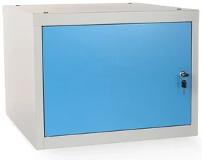 Dulap de masă de atelier solid, ușă cu aripă, albastru - ral 5012