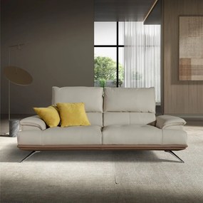 Canapea 3 locuri, tapitata cu piele naturala, spatar rabatabil Grey taupe