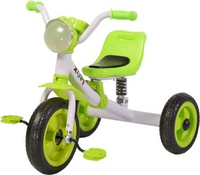 Tricicleta cu pedale NOVOKIDS™ Felix Trike ,Cu melodii si lumini, Max 20 kg, Suspensie spate, Roti din cauciuc EVA, Cadru metalic, Verde