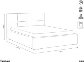 Pat matrimonial verde tapițat din catifea cu spațiu de depozitare cu somieră 140x200 cm Hiko – Makamii
