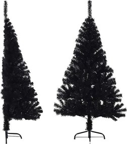 vidaXL Jumătate de brad de Crăciun cu suport, negru, 150 cm, PVC