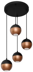 Lustră LED pe cablu MIDWAY 4xGU10/4,8W/230V negru/cupru