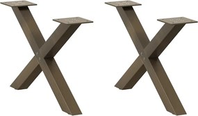 vidaXL Picioare pentru măsuță de cafea în formă de X, 2 buc., oțel natural, 60 x (30-31) cm