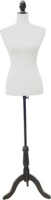 HOMCOM Manechin de croitorie feminin reglabil 130-168 cm, cu trepied din lemn, pentru fotografie de modă și expunere haine, alb | Aosom Romania
