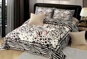 Cuvertură catifea matlasată, animal print alb-negru, 5 piese, 230x250 cm, CM36