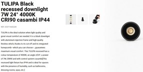Spot LED incastrabil TULIPA Black recessed downlight 7W 24° 4000K CRI90 casambi IP44