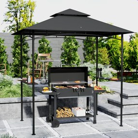 Outsunny Pavilion de grătar cu LED 240 x 150 x 258 cm rezistent la apă, ignifug, pavilion de grătar cu acoperiș dublu | Aosom Romania