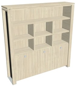 Dulap înalt Verno+ S 200 x 46 x 210 cm, cu rafturi, salcâm / negru