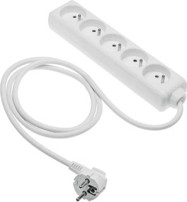 Prelungitor GTV cu 5 prize tip French, cablu de 3 m, alb Alb, 3 m, 2000 W