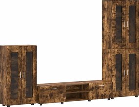 vidaXL Set comodă TV cu sertar FLORIN Stejar fumuriu Lemn compozit