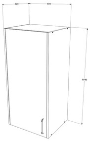 Dulap suspendat Malmo, 1 Usa, Stejar Alb/Antracit, 50 x 42 x 104 cm