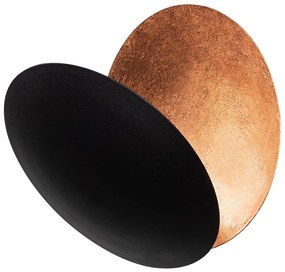 Aplică de perete neagră/arămie LED ø 25 cm Yosma – Opviq lights