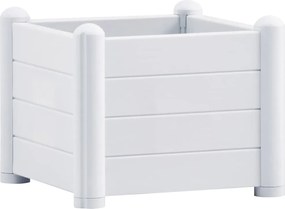 vidaXL Strat înălțat de grădină, alb, 43 x 43 x 35 cm, PP