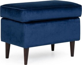 Taburet RON, stofa catifelata albastru inchis - Bluvel 86, 60x40x44 cm