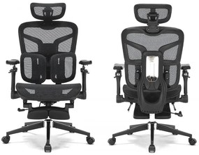 DeluxStar T9 Premium – Scaun ergonomic, cotiere 6D ultra moi, suport lombar adaptiv, spătar reglabil pe inaltime, tetiera 4D, mecanism multifunctional inclinare/blocare, pivotant, Mesh, Negru