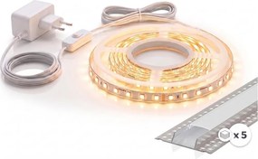 SET 1x bandă LED MYLIVING LIGHTSTRIP LED/22W/230V 5 m + 5x profil încastrat 1 m