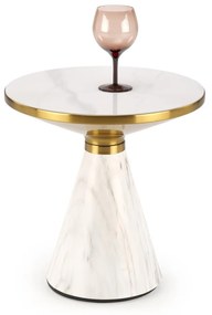 Masa de cafea Talbi marmura alba/alb/auriu ø50/h52 cm