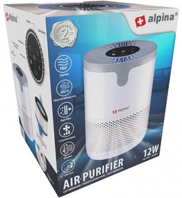 Purificator de aer Alpina, 12W, Pana la 10 m², 60 m³/h, HEPA 13, Ionizare, Timer, Alb