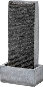 Outsunny Fântână 2 niveluri pentru grădină cu iluminare LED, pompă, aspect granit 37,5 x 22 x 80 cm | Aosom Romania